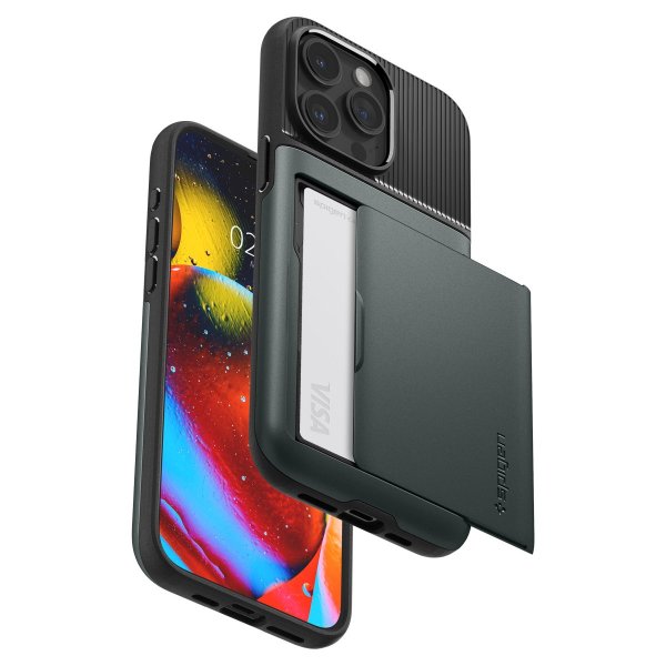 Spigen iPhone 15 Pro Max Deksel Slim Armor CS Abyss Green
