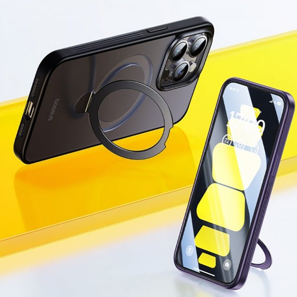 Baseus iPhone 15 Pro Max Deksel Smart Ring Series MagSafe Svart