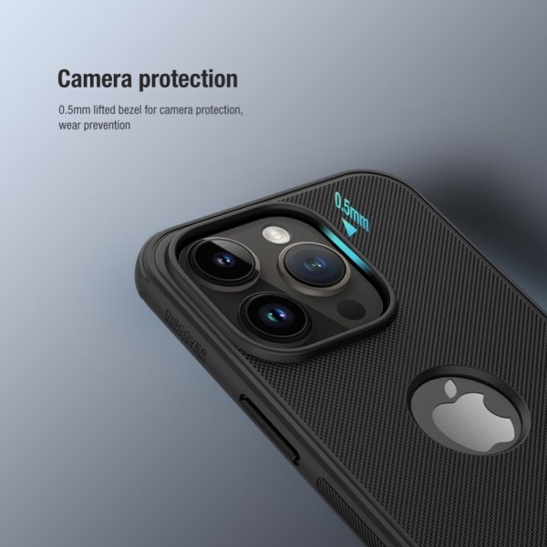 Nillkin iPhone 15 Pro Max Deksel Super Frosted Shield Pro Logo Hole Svart