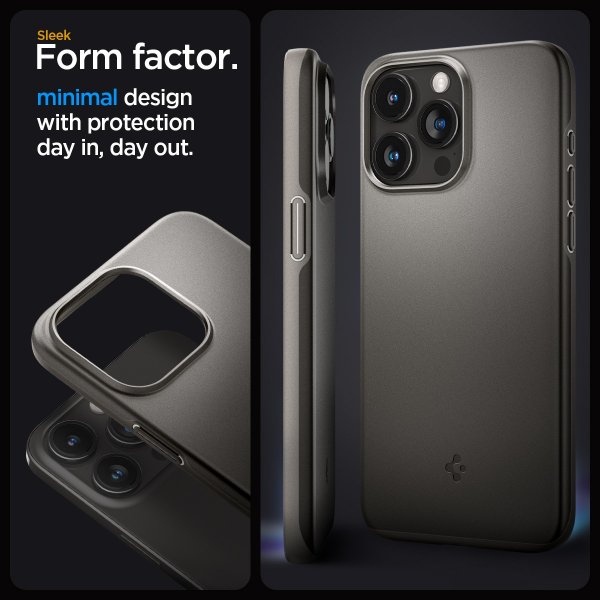 Spigen iPhone 15 Pro Max Deksel Thin Fit Gunmetal