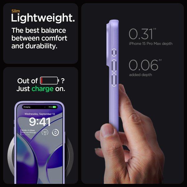Spigen iPhone 15 Pro Max Deksel Thin Fit Iris Purple