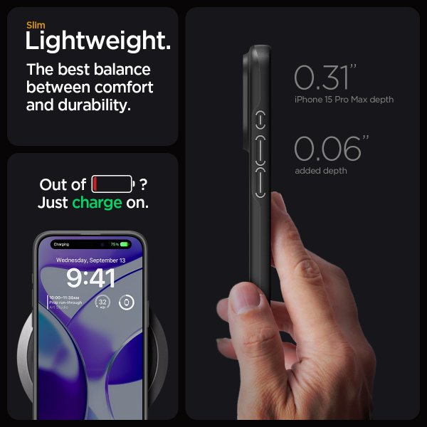 Spigen iPhone 15 Pro Max Deksel Thin Fit Svart