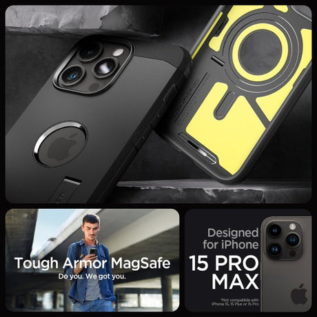 Spigen iPhone 15 Pro Max Deksel Tough Armor MagFit Svart