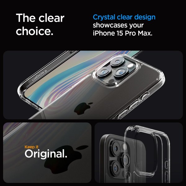 Spigen iPhone 15 Pro Max Deksel Ultra Hybrid Crystal Clear