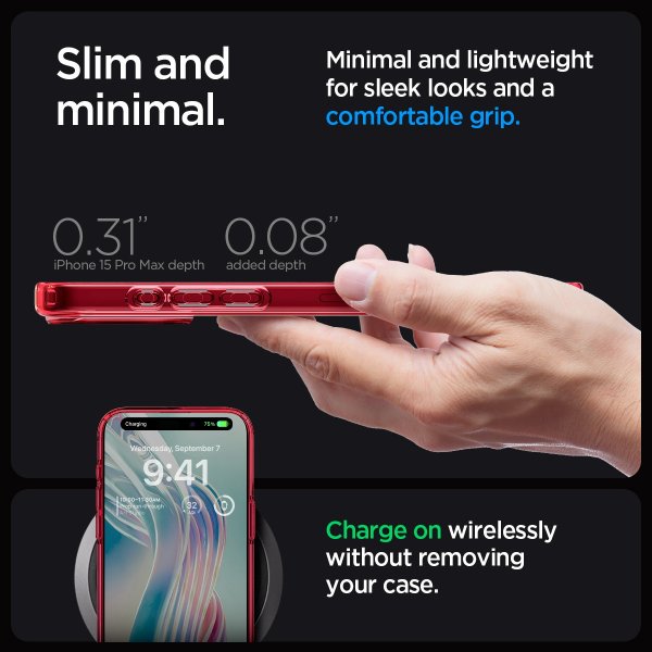 Spigen iPhone 15 Pro Max Deksel Ultra Hybrid Deep Red