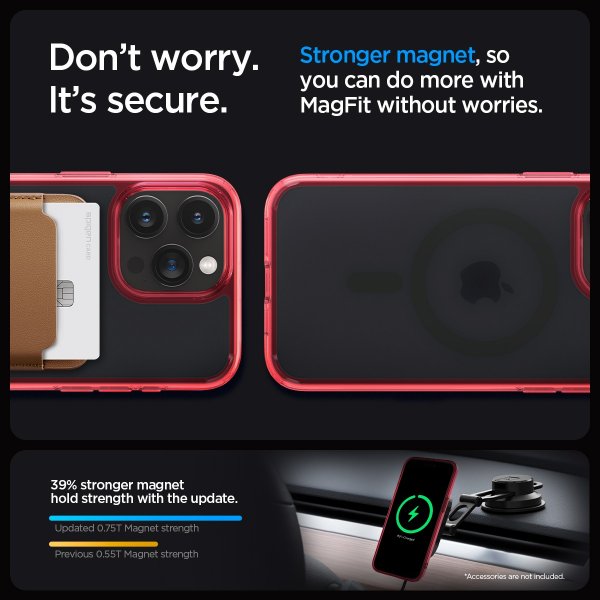 Spigen iPhone 15 Pro Max Deksel Ultra Hybrid MagFit Frost Deep Red