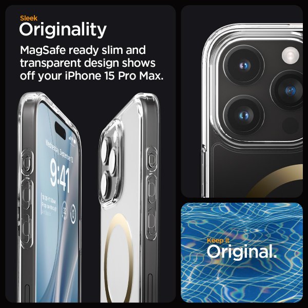 Spigen iPhone 15 Pro Max Deksel Ultra Hybrid MagFit Gull