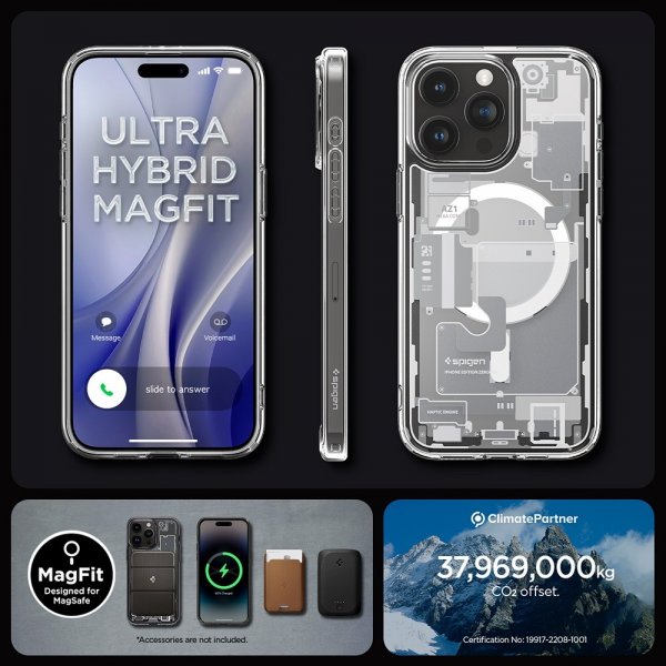 Spigen iPhone 15 Pro Max Deksel Ultra Hybrid Zero One MagFit Hvit