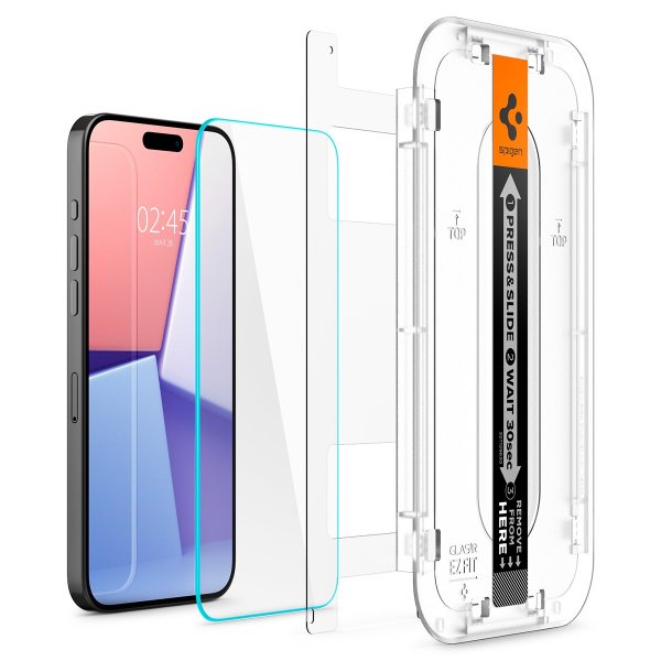 Spigen iPhone 15 Pro Max Skjermbeskytter GLAS.tR EZ Fit 2-pakning