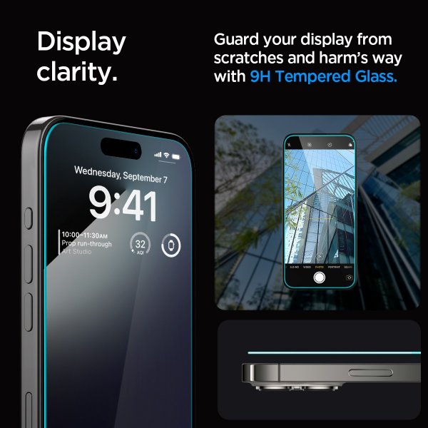Spigen iPhone 15 Pro Max Skjermbeskytter GLAS.tR EZ Fit 2-pakning