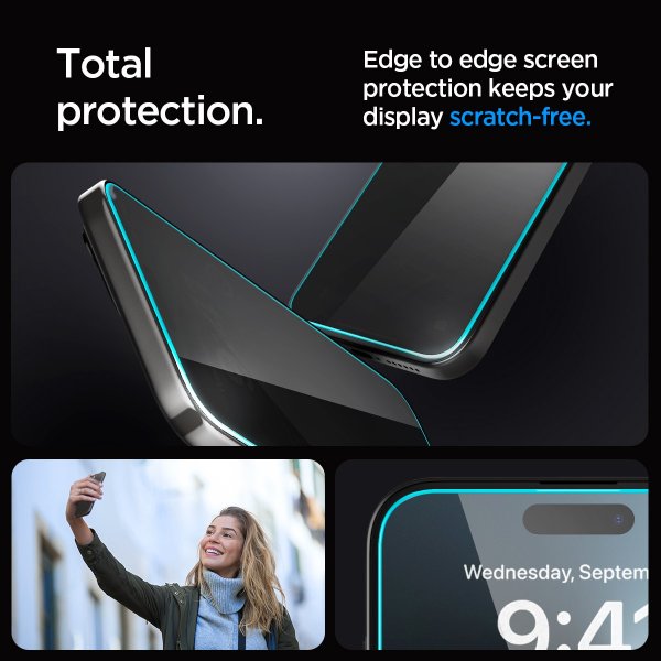 Spigen iPhone 15 Pro Max Skjermbeskytter GLAS.tR EZ Fit Privacy 2-pakning