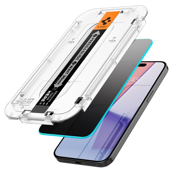 Spigen iPhone 15 Pro Max Skjermbeskytter GLAS.tR EZ Fit Privacy 2-pakning