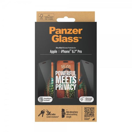 PanzerGlass iPhone 15 Pro Max Skjermbeskytter Ultra-Wide Fit Privacy EasyAligner