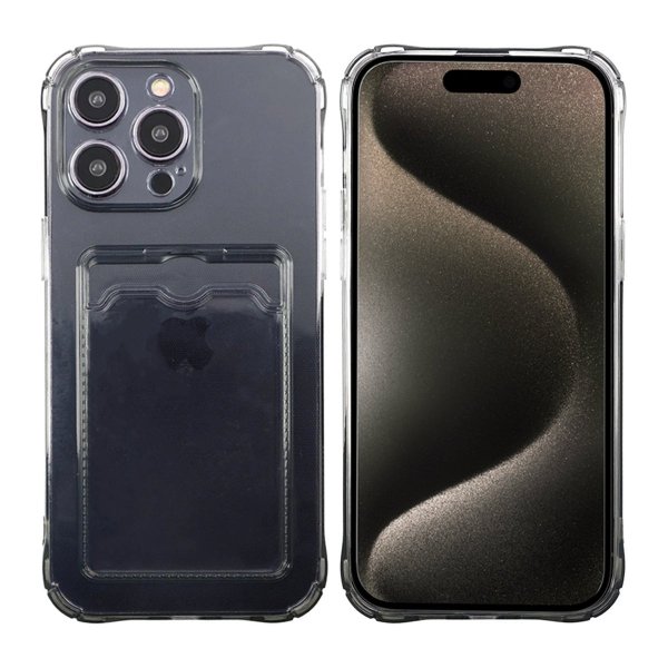 iPhone 15 Pro Max Deksel Kortholder Støtsikker Svart
