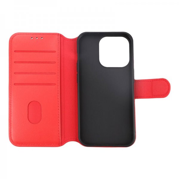Rvelon iPhone 15 Pro Etui Ekte Skinn Rød