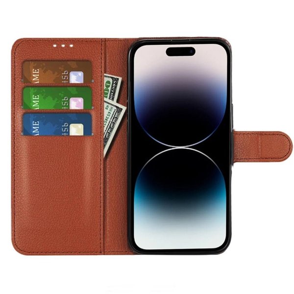 iPhone 15 Pro Etui med Stativ Brun