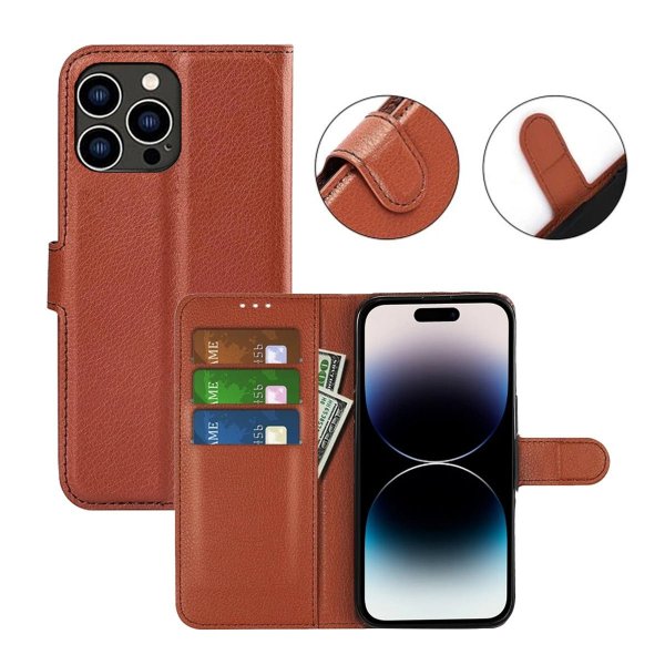 iPhone 15 Pro Etui med Stativ Brun