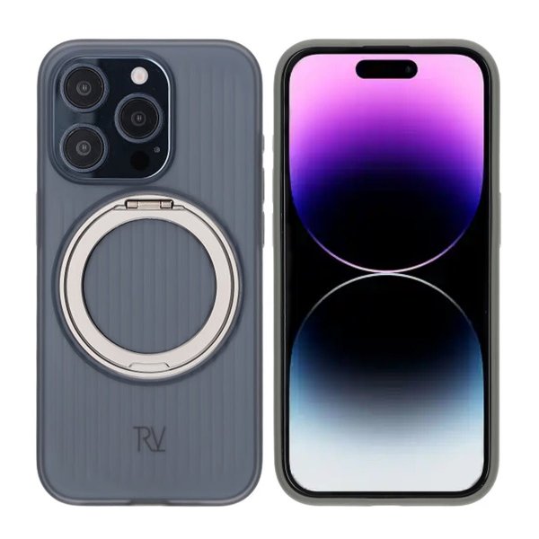 Rvelon iPhone 15 Pro Deksel Roterbart Stativ Grå