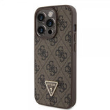 Guess iPhone 15 Pro Deksel 4G Metal Triangle Strass Brun