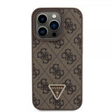 Guess iPhone 15 Pro Deksel 4G Metal Triangle Strass Brun