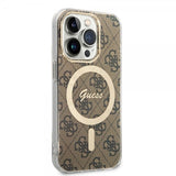 Guess iPhone 15 Pro Deksel 4G Pattern MagSafe Brun