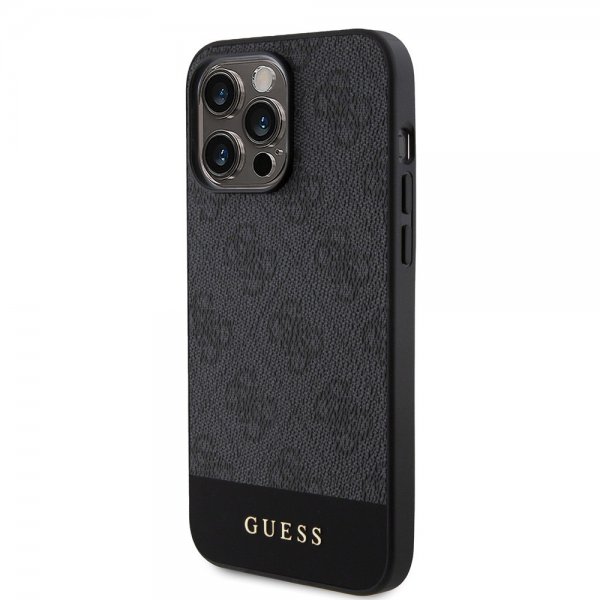 Guess iPhone 15 Pro Deksel Bottom Stripe MagSafe Svart