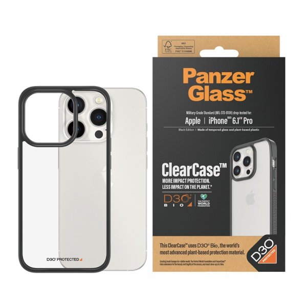 PanzerGlass iPhone 15 Pro Deksel ClearCase D3O Svart