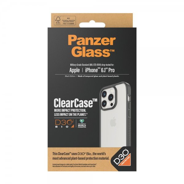 PanzerGlass iPhone 15 Pro Deksel ClearCase D3O Svart