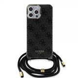 Guess iPhone 15 Pro Deksel Crossbody Cord Svart