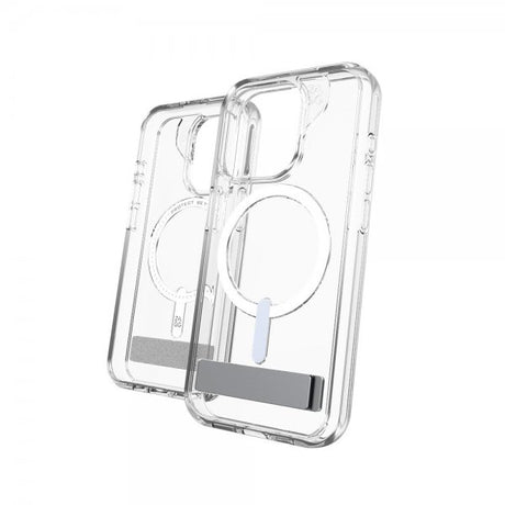 Zagg iPhone 15 Pro Deksel Crystal Palace Snap Kickstand Transparent