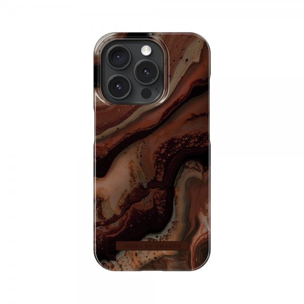 Ideal of Sweden iPhone 15 Pro Deksel Fashion Case MagSafe Dark Amber Marble
