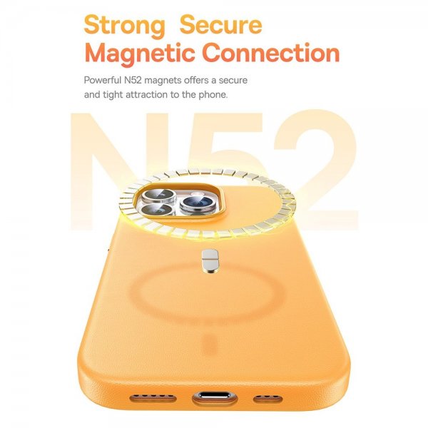 Baseus iPhone 15 Pro Deksel Fauxther Series MagSafe Svart