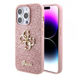 Guess iPhone 15 Pro Deksel Fixed Glitter Rosa