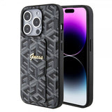 Guess iPhone 15 Pro Deksel G Cube Grip Stand Svart