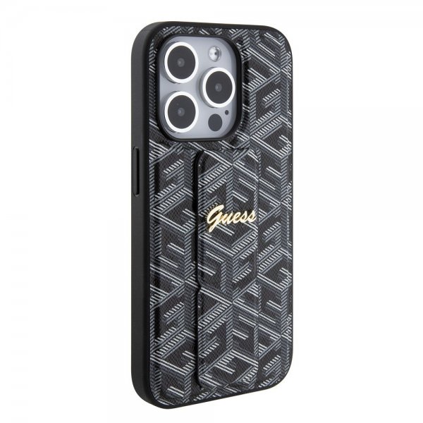 Guess iPhone 15 Pro Deksel G Cube Grip Stand Svart