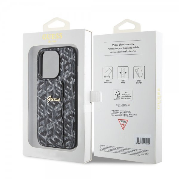 Guess iPhone 15 Pro Deksel G Cube Grip Stand Svart