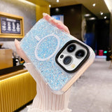 iPhone 15 Pro Deksel Glitter MagSafe Blå