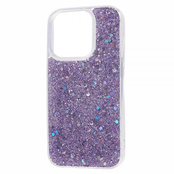iPhone 15 Pro Deksel Glitterpaljetter Lilla