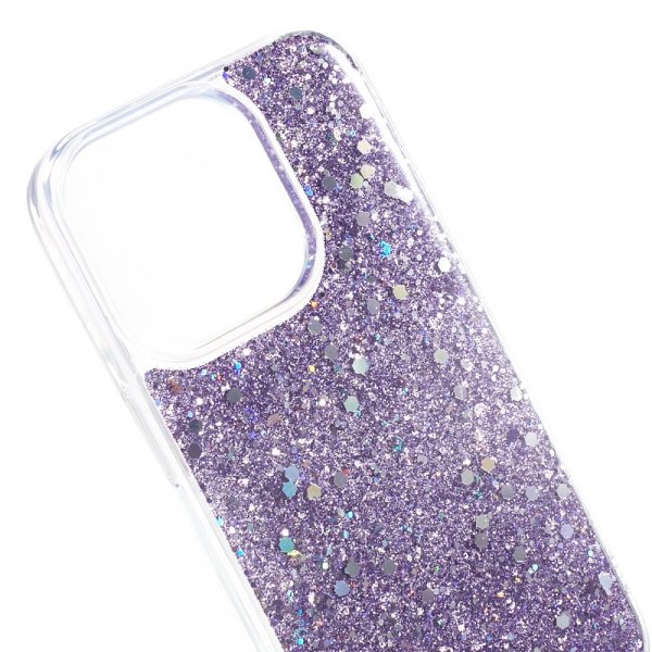 iPhone 15 Pro Deksel Glitterpaljetter Lilla