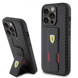Ferrari iPhone 15 Pro Deksel Grip Stand Function Svart
