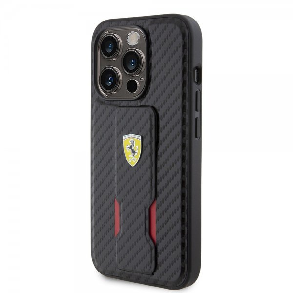 Ferrari iPhone 15 Pro Deksel Grip Stand Function Svart
