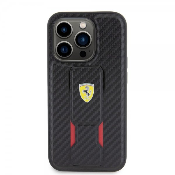 Ferrari iPhone 15 Pro Deksel Grip Stand Function Svart