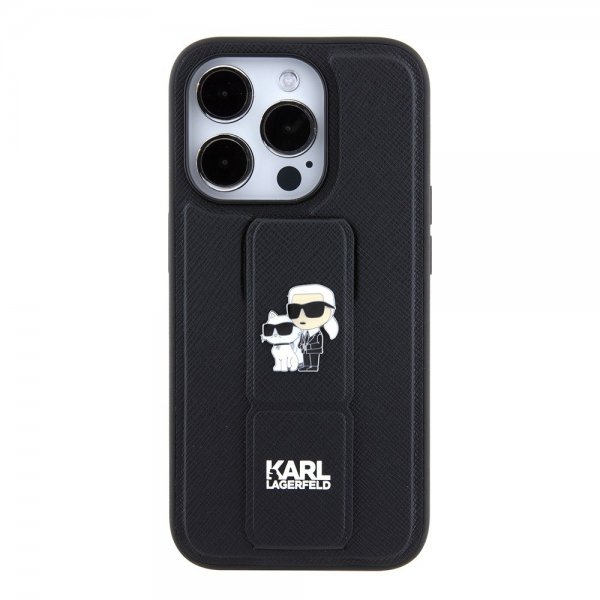 Karl Lagerfeld iPhone 15 Pro Deksel Grip Stand Function Svart