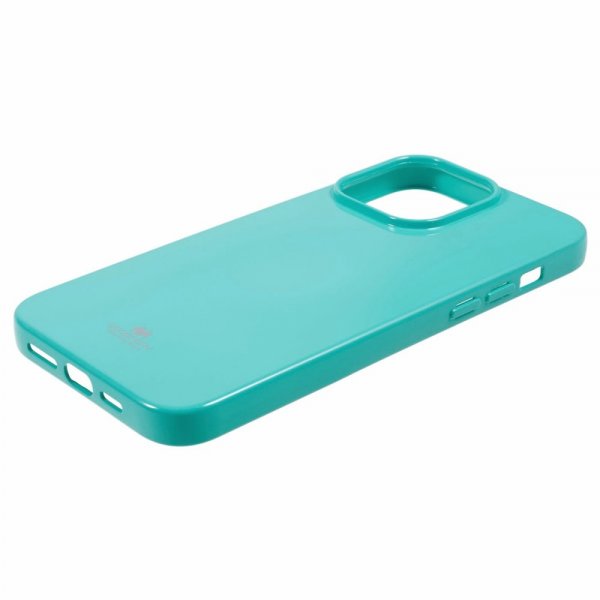 Mercury iPhone 15 Pro Deksel Jelly Glitter Cyan
