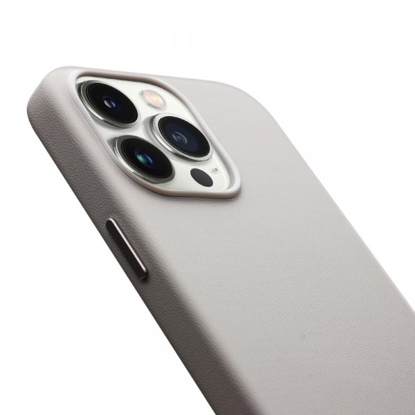 Qialino iPhone 15 Pro Deksel Kunstlæder MagSafe Grå