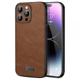 Sulada iPhone 15 Pro Deksel Skinntekstur Brun