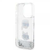 Karl Lagerfeld iPhone 15 Pro Deksel Liquid Glitter Karl & Choupette Sølv