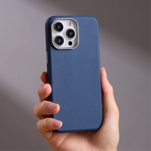 Joyroom iPhone 15 Pro Deksel Litchi Pattern Series MagSafe Blå