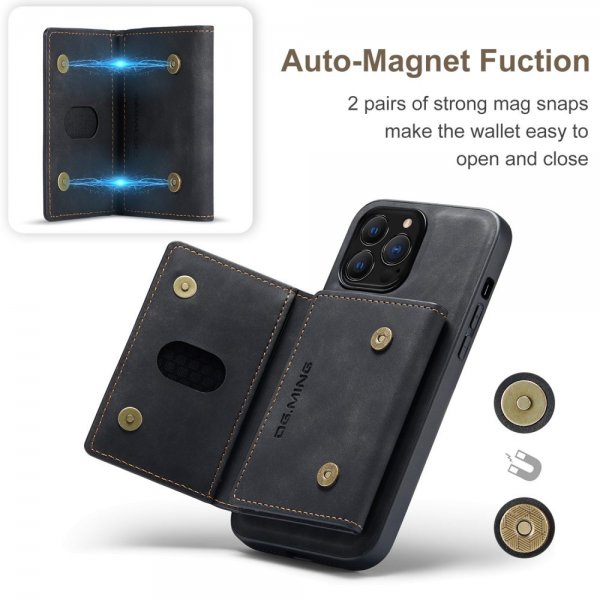 Dg.Ming iPhone 15 Pro Deksel M2 Series Avtakbart Kortholder Svart