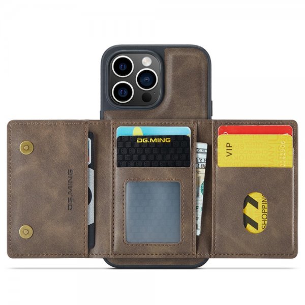 Dg.Ming iPhone 15 Pro Deksel M5 Series Avtakbart Kortholder Kaffe
